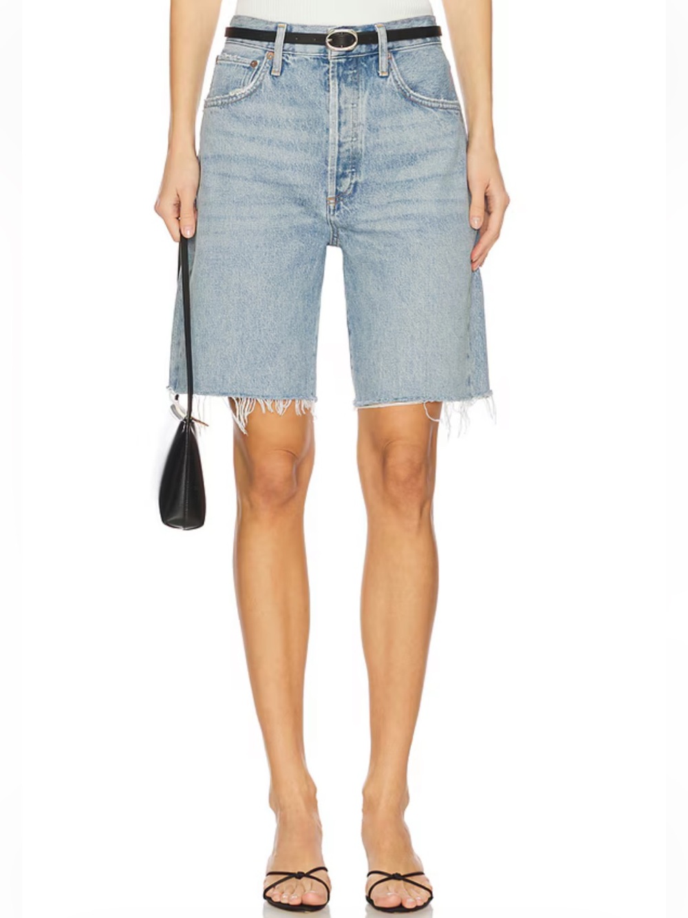 High-Waist 90’s Denim Shorts with Raw Hem